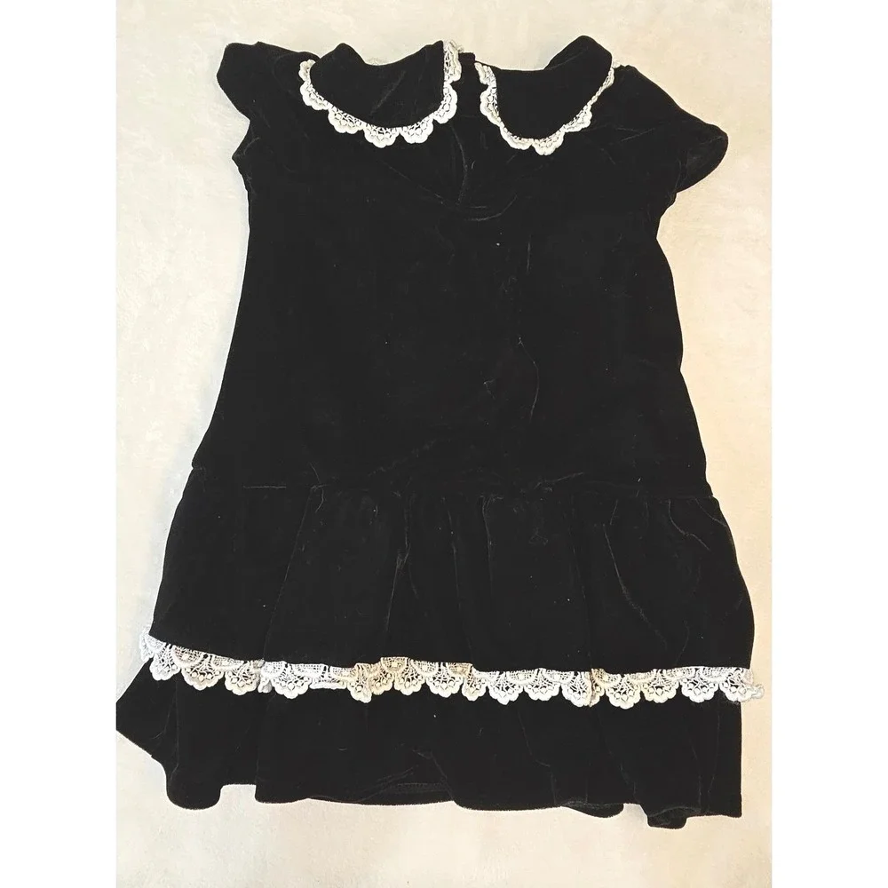 Copper‎ Key Girls Black Velvet Lace Peter Pan Collar Dress 6X